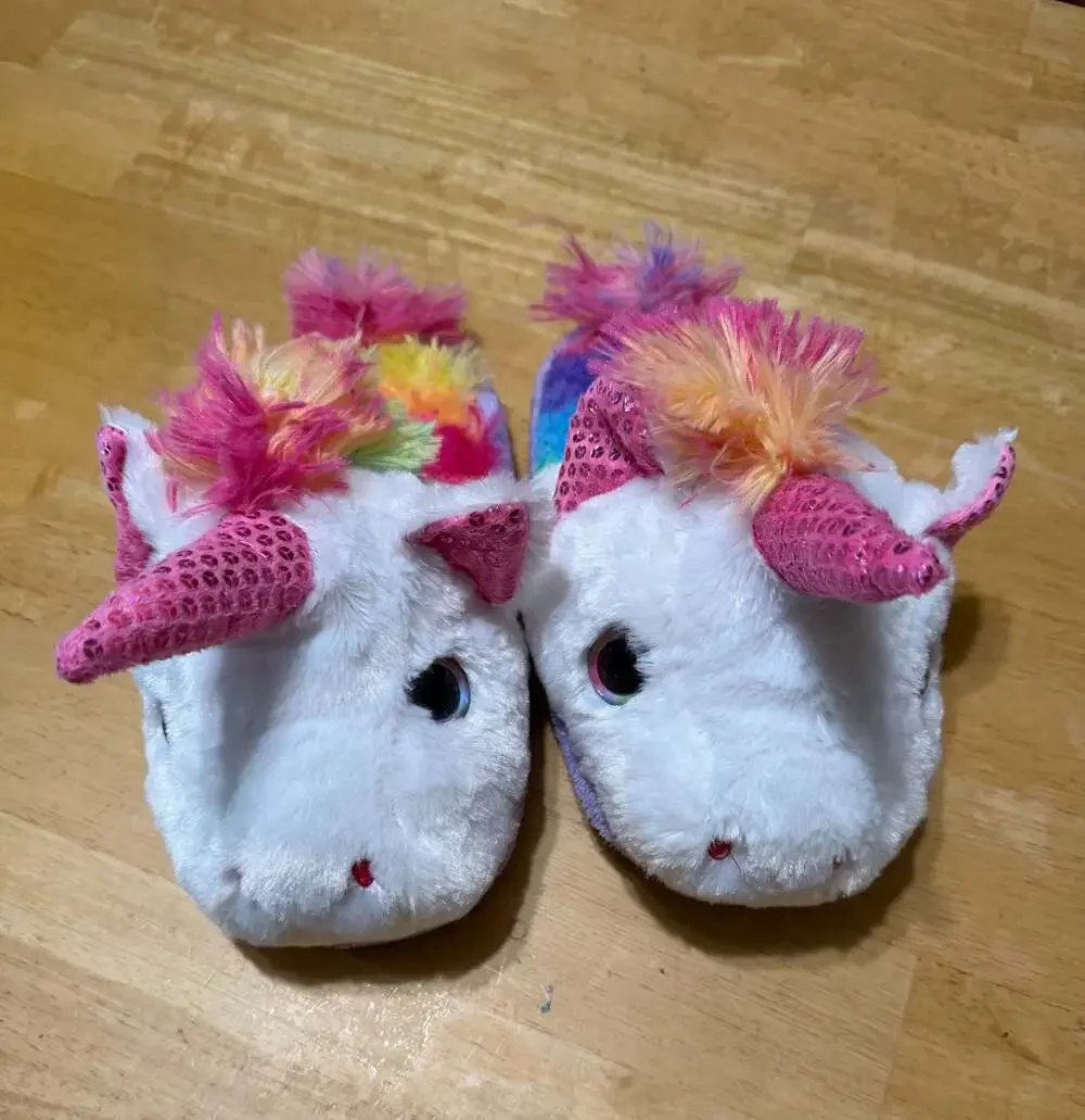 Wonder Nation Unicorn Plush Slippers Size 2-3